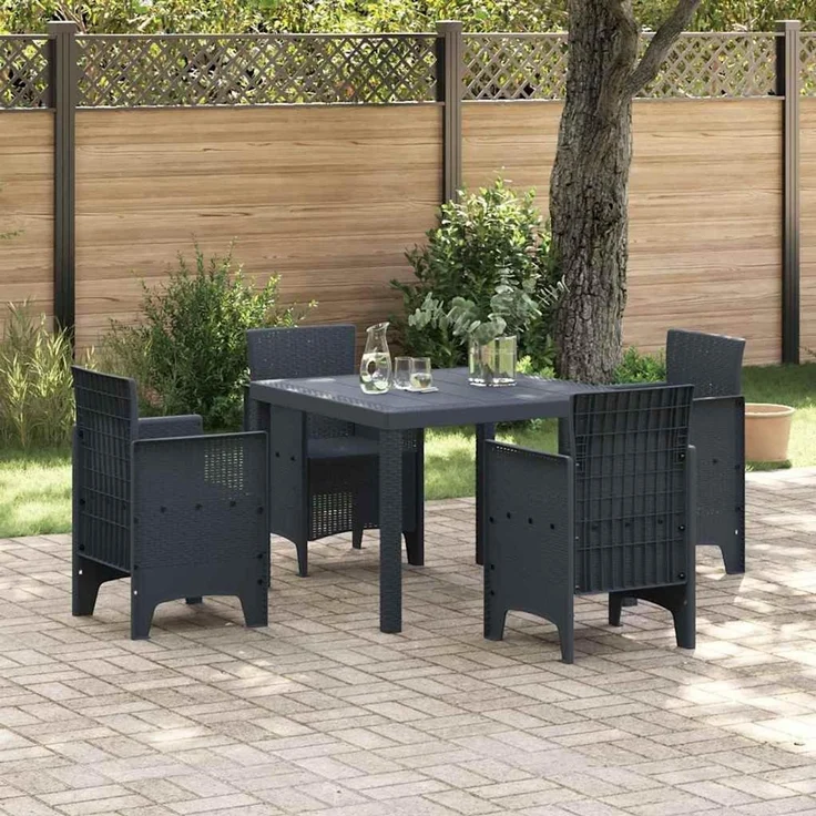 vidaXL Gartentisch Anthrazit 100 x 100 x 73 cm Poly-Rattan 871680 – Bild 2