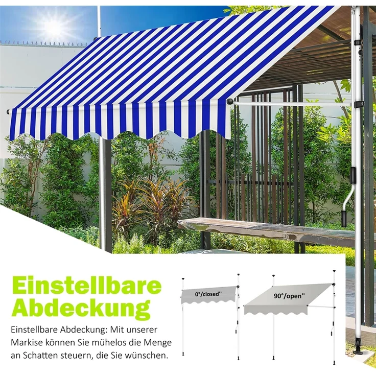 Markise - 200 x 120 cm - Weiß und Orange – Bild 3