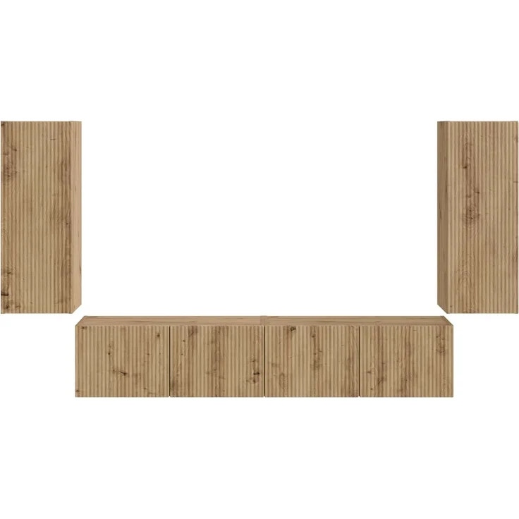 vidaXL TV-Wandregal-Set Wandmontiert 4 pcs Artisan-Eiche Holzwerkstoff 3408924 – Bild 7