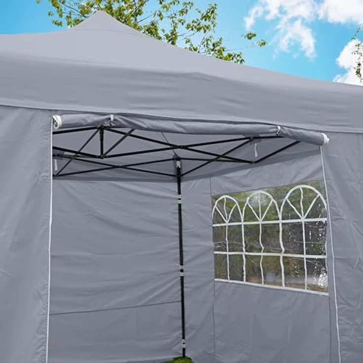 All Seasons Gazebos 3x3 m vollständig wasserdichtes Faltpavillon mit 4 Seitenteilen - Metallisch Grau – Bild 3