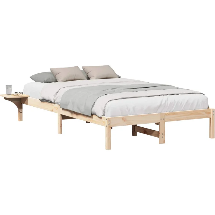 vidaXL Bettrahmen Natur 140 x 190 cm Massives Kiefernholz 873193 – Bild 2