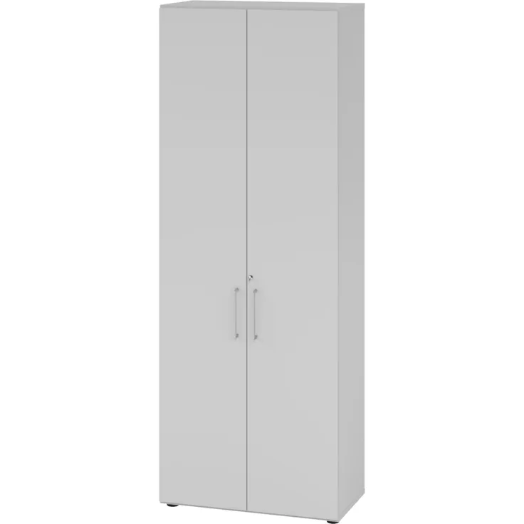 bümö Aktenschrank abschließbar, Büroschrank Holz 80cm breit in grau - abschließbarer Schrank mit Aktenregal für's Büro & Arbeitszimmer, Büro Möbel Ordnerschrank mit Schloss, 968T6-5-5-BS