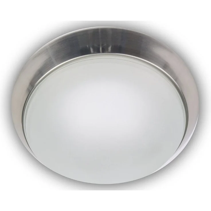 Deckenleuchte, Glas Weiß mit Klarrand, Dekorring Nickel matt, Ø 40cm – Bild 1