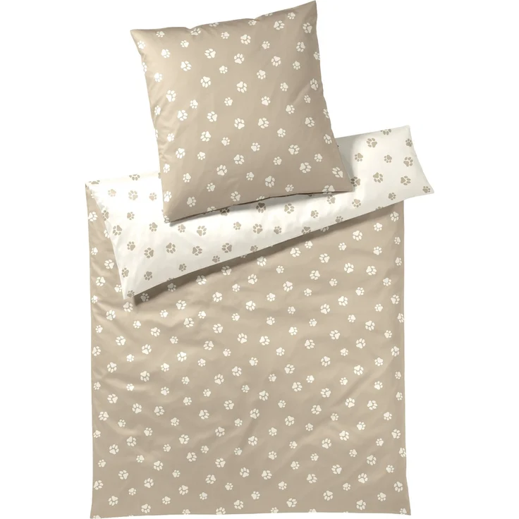 Elegante Mako Satin Bettwäsche Paws 24541-7 Pfoten Beige Creme 135x200 – Bild 3