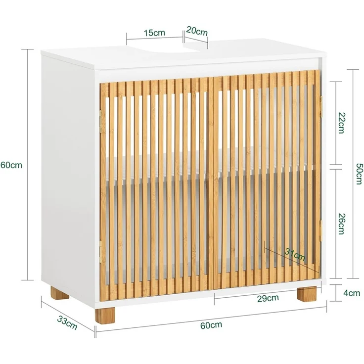 SoBuy BZR125-W Waschbeckenunterschrank, MDF, Lackiert, Weiß, 60 x 60 x 33 cm – Bild 3