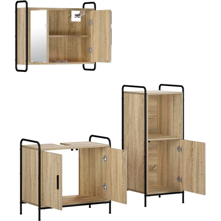 vidaXL Badezimmerschrank-Set 3 stk. Sonoma-Eiche 40 x 36 x 99,5 cm 3444496 – Bild 6