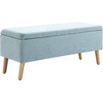 HOMCOM Sitzbank Polsterbank mit Stauraum (Aufbewahrungsbank, 1-St, Bettbank), Gummiholz Hellgrün 110 x 39 x 45 cm