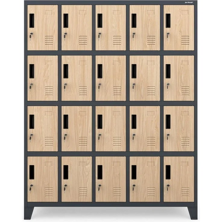 Jan Nowak Mehrzweckschrank Metall Schließfachschrank 136 cm ROBERT 20 Fächer abschließbar (Spind Garderobenschrank Umkleide Arbeitsraum Sozialraum Betrieb, Stahl 0,6 mm 172 x 136 x 45 cm Wandmontage 20 Schlüssel robust) Lüftungsschlitze Namensschildhal... – Bild 3