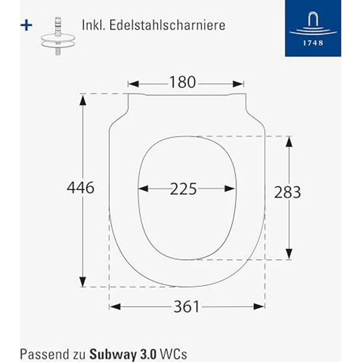 Villeroy & Boch Subway 3.0 WC-Sitz, Toilettendeckel mit Absenkautomatik, abnehmbarer Toilettensitz aus bruchsicherem Duroplast, Klodeckel Original Ersatzteil, D-Form, Graphite, matt – Bild 6