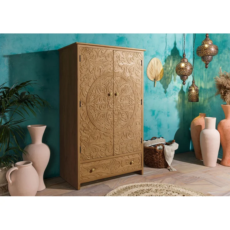 Kleiderschrank Mango 108 x 64 x 180 natur lackiert KASHMIR #106 – Bild 9