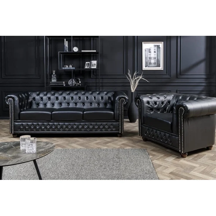 riess-ambiente Chesterfield-Sessel CHESTERFIELD 110cm matt schwarz (Einzelartikel, 1-St), Wohnzimmer · Kunstleder · Federkern · Knopfheftung · Design – Bild 9