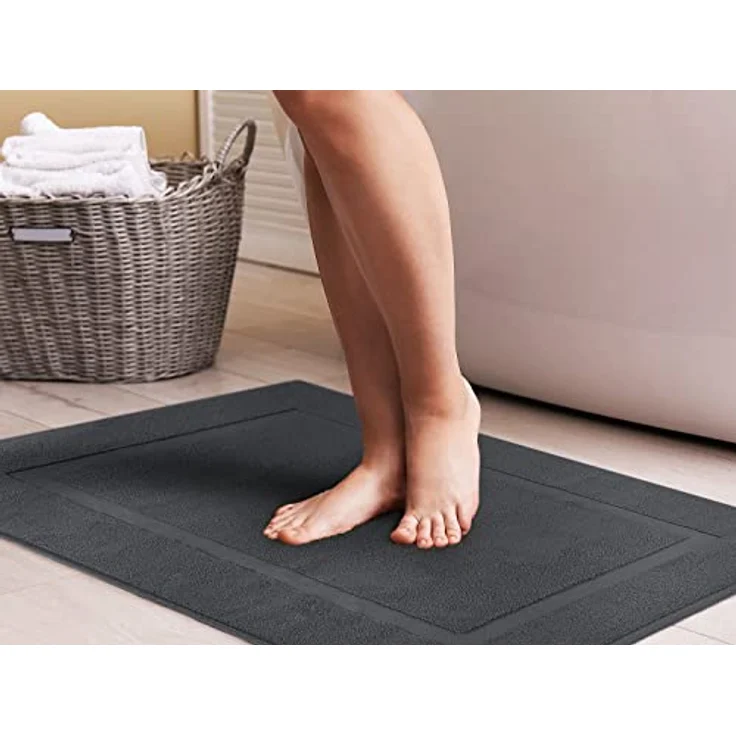 Utopia Towels Waschbare Badematte aus Baumwolle, 53,3x86,4 cm, Dunkelgrau, 2 Stück – Bild 7