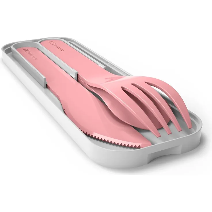 monbento MB Pocket Color rosa Blush - Kompostierbares Besteck zum mitnehmen - Besteck unterwegs Kinder für Lunch Box Bento Box