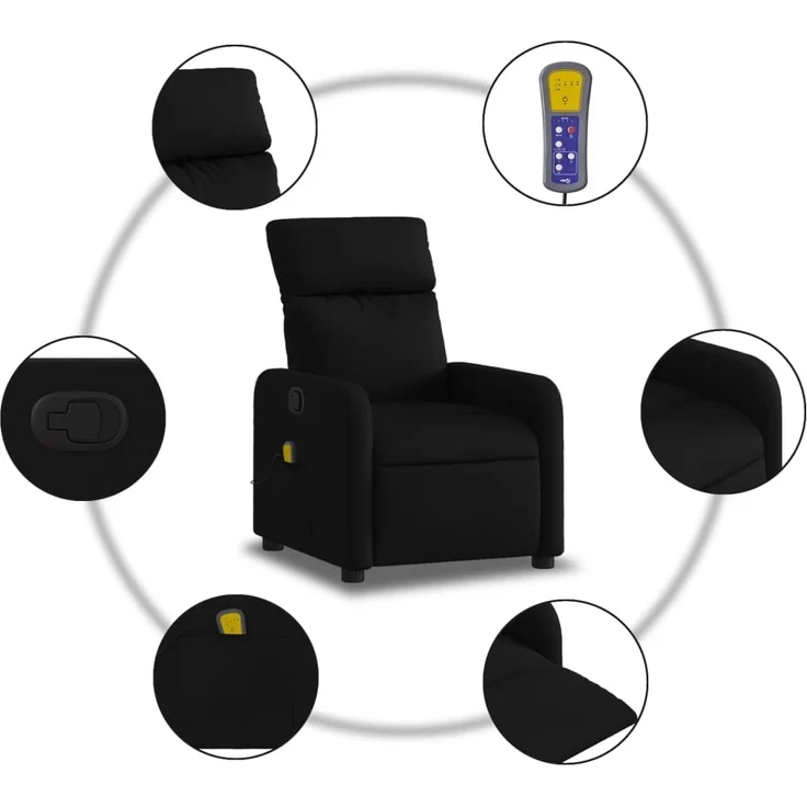 vidaXL Massage-Relaxsessel, Stoff, Schwarz 3206865 – Bild 5