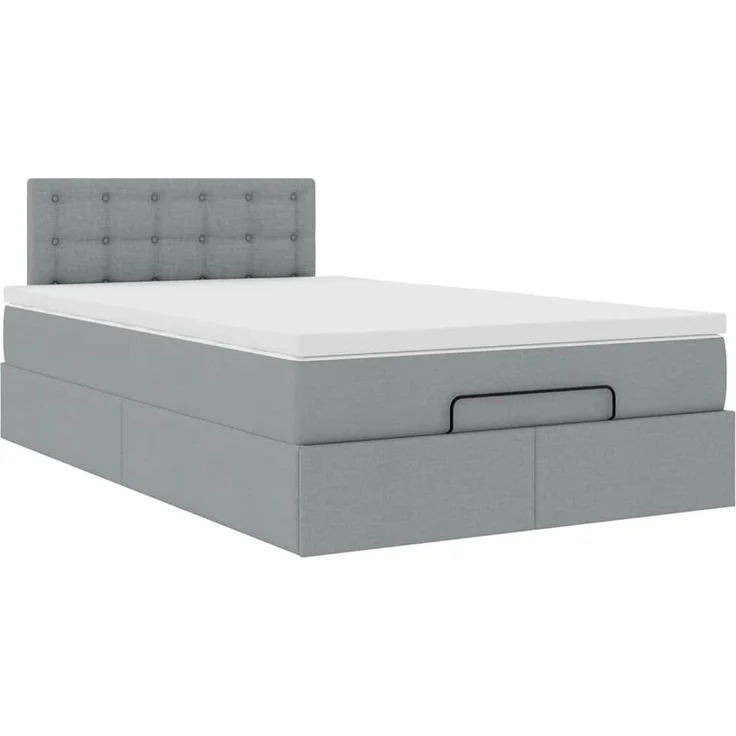 vidaXL Ottoman-Bett mit Matratze Hellgrau 120x200 cm Stoff 3311615 – Bild 4