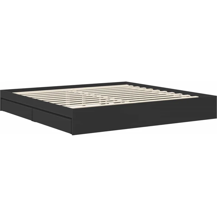 vidaXL Aufbewahrungsbett Schwarz 200 x 200 cm Holzwerkstoff 3411174 – Bild 5
