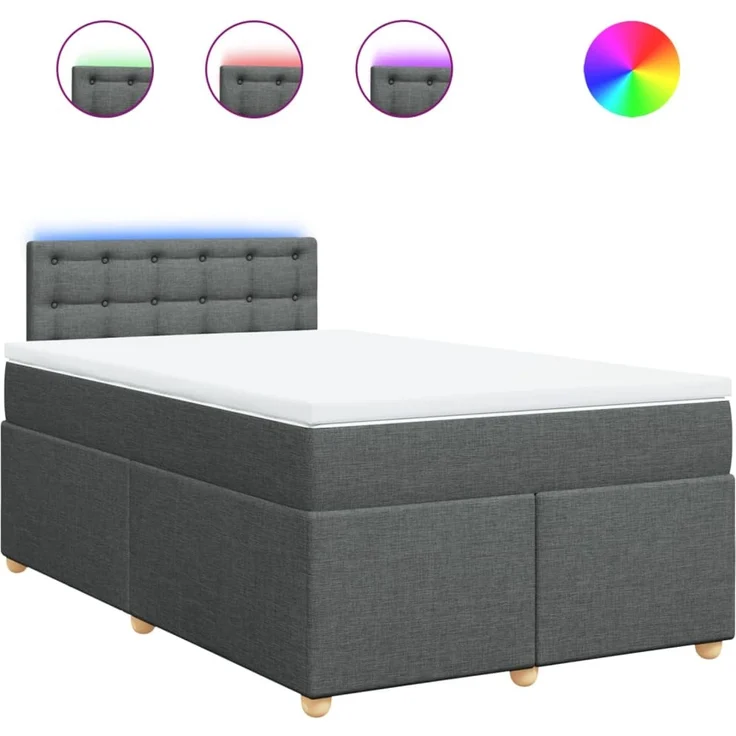 vidaXL Boxspringbett mit Matratze Dunkelgrau 120x190 cm Stoff 3288934 – Bild 2