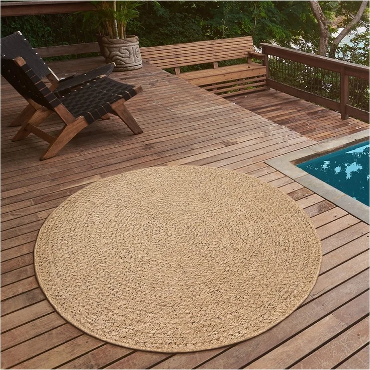 the carpet Teppich Kansas, rund, Höhe: 1 mm, moderner robuster In und Outdoor Teppich Jute Look – Bild 5