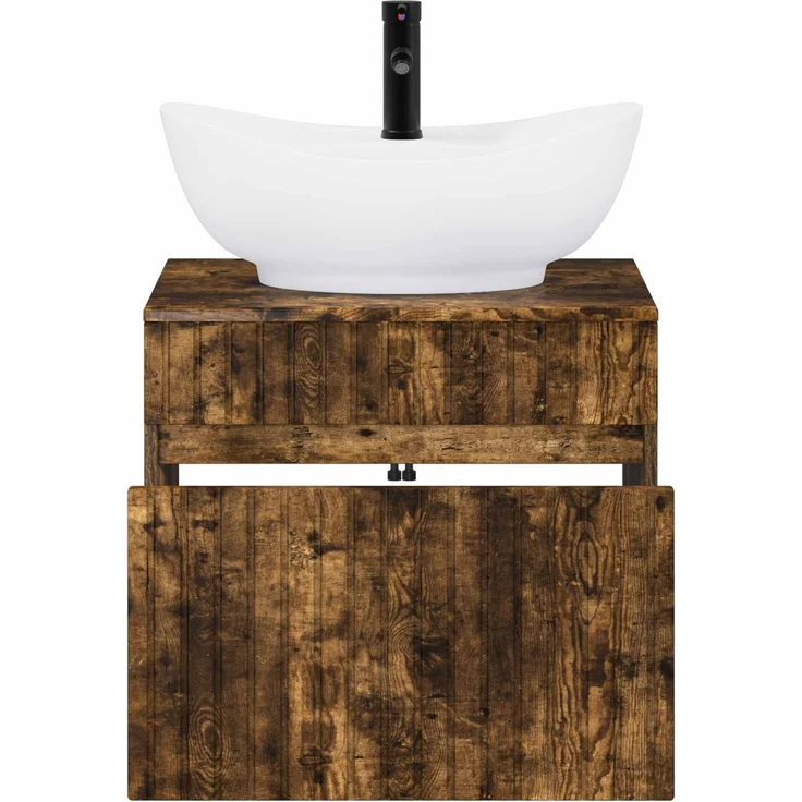 vidaXL Waschbeckenschrank Geräucherte Eiche 59 x 44,5 x 80 cm 3404315 – Bild 3