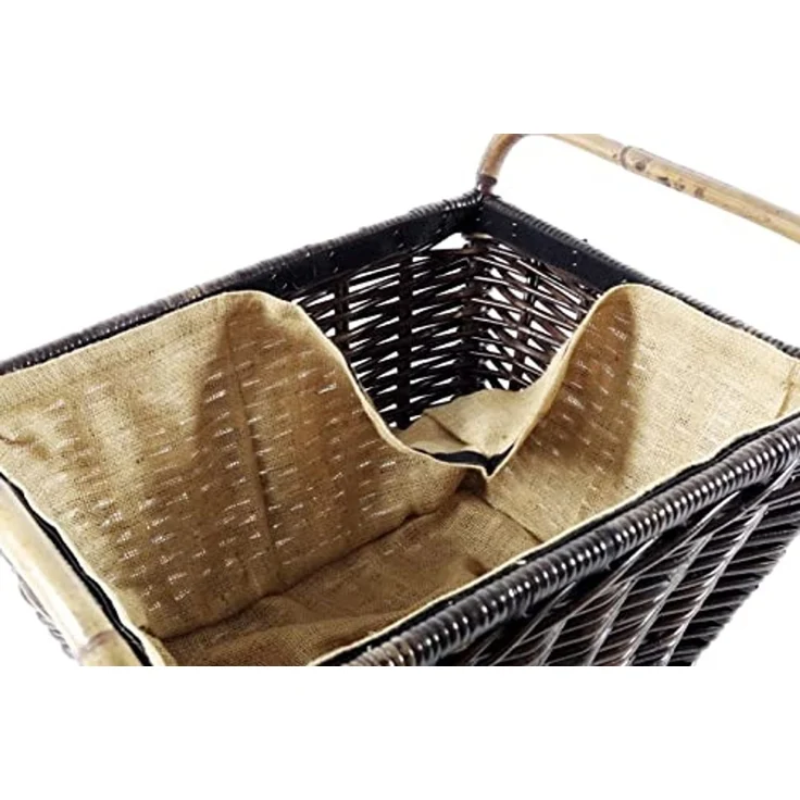 Kobolo Kaminholzkorb Vielzweckkorb aus Rattan mit Leinen - 2 Henkel – Bild 5