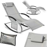 SoBuy OGS28-HG Swingliege Schaukelliege Sonnenliege Liegestuhl Relaxliege Gartenliege mit Tasche Gewebe in grau 150 kg Belastung