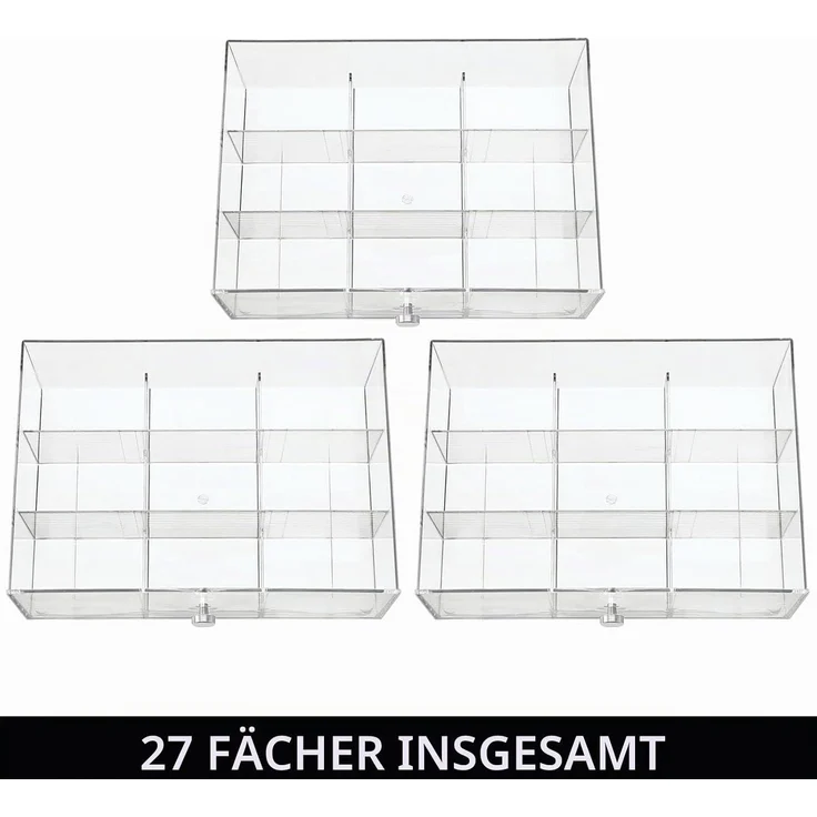 mDesign Kosmetik Organizer 3 Schubladen 27 Fächer Aufbewahrungsbox Hellrosa – Bild 5