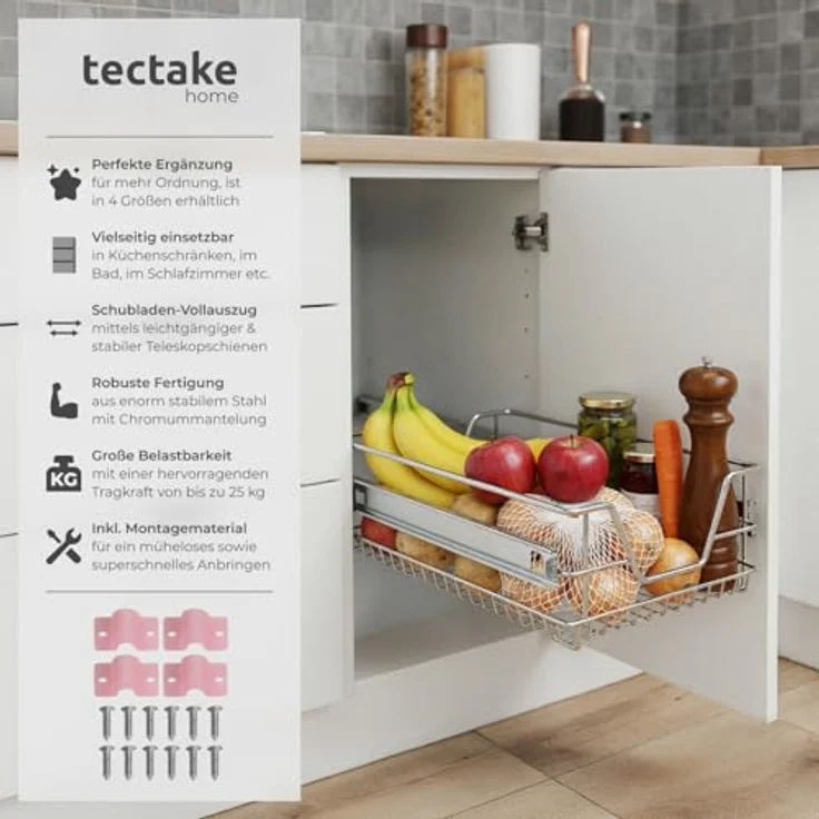 TecTake Teleskopschublade für 50cm Schrank Küchenschublade Schlafzimmer – Bild 3