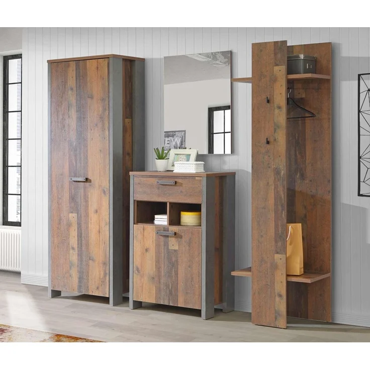 FORTE Clif Kleiderschrank, Holzwerkstoff, Grau/Braun, 67 x 201,5 x 41,6 cm – Bild 7