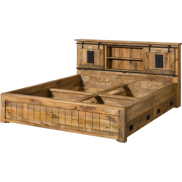 Bett mit Schublade Mango 160x200 natur lackiert RAILWAY #171 – Bild 11