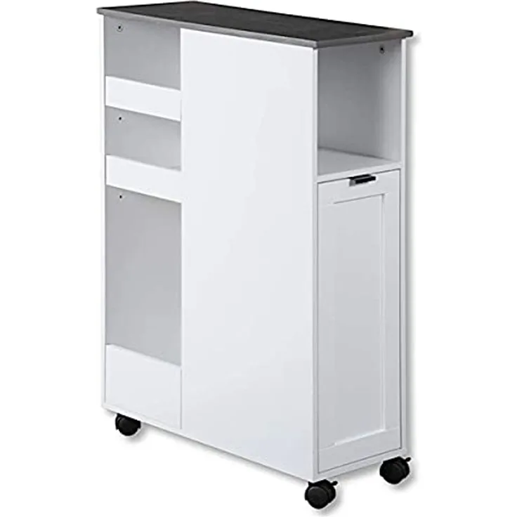 KESPER Nischenregal 24850-13 Spanplatte weiß mit Lenkrollen / Servierwagen
