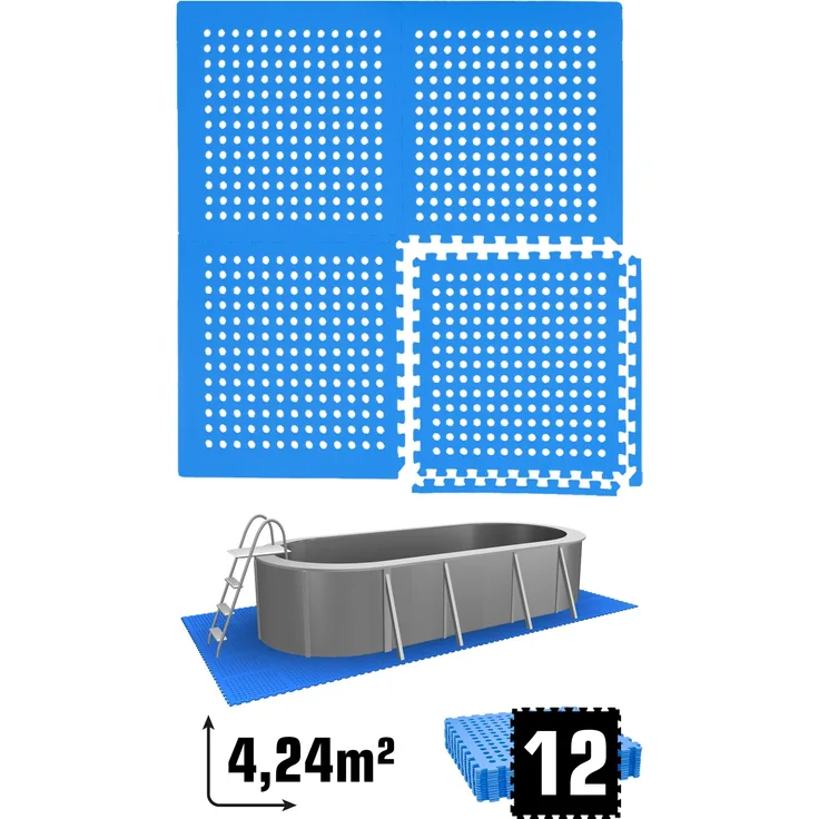 4,2m² Poolunterlage 12 Poolmatten 62x62cm in Blau
