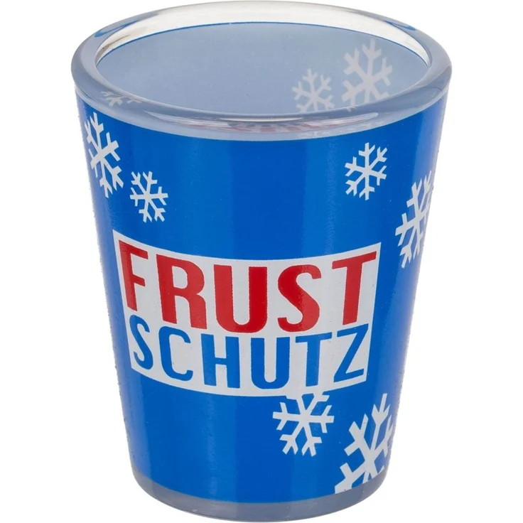 Schnapsglas aus Glas mit Trinkspruch für 60 ml lustiges Shotglas ca. 5 x 6 cm Frust Schutz