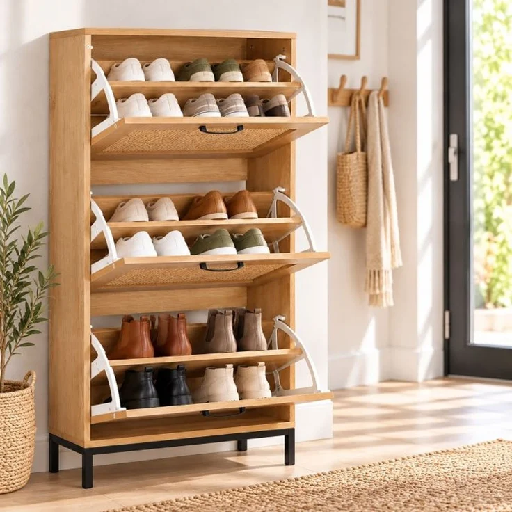 Relaxdays Schuhschrank Kipper Rattan – Bild 5