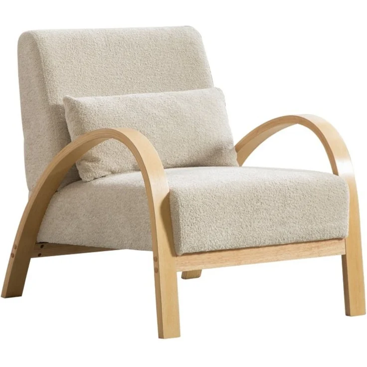 BBWL Sessel aus Chenille mit massivem Holzgestell und modernem Akzentdesign, Skandinavischer Loungesessel – Bild 2