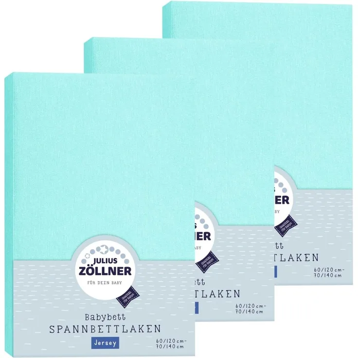 Julius Zöllner Spannbetttuch Jersey 70x140 / 60x120 Mint 3er Pack