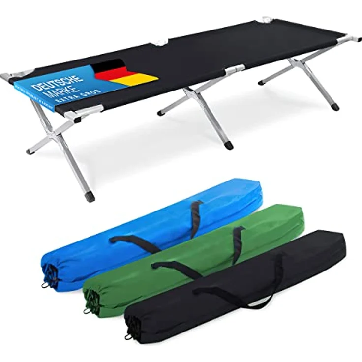 Goods+Gadgets Feldbett Faltbares Army-Bett (Campingbett, Klappbett) Gästebett aus Aluminium – Bild 10