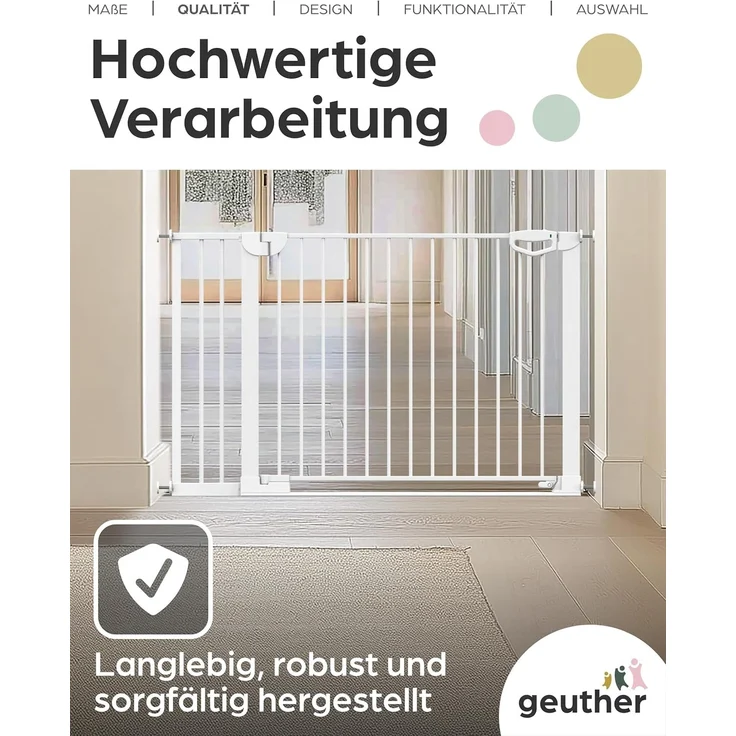 Geuther Türschutzgitter Easylock Flatstep 69-125 cm weiß, auch als Treppenschutzgitter verwendbar – Bild 3