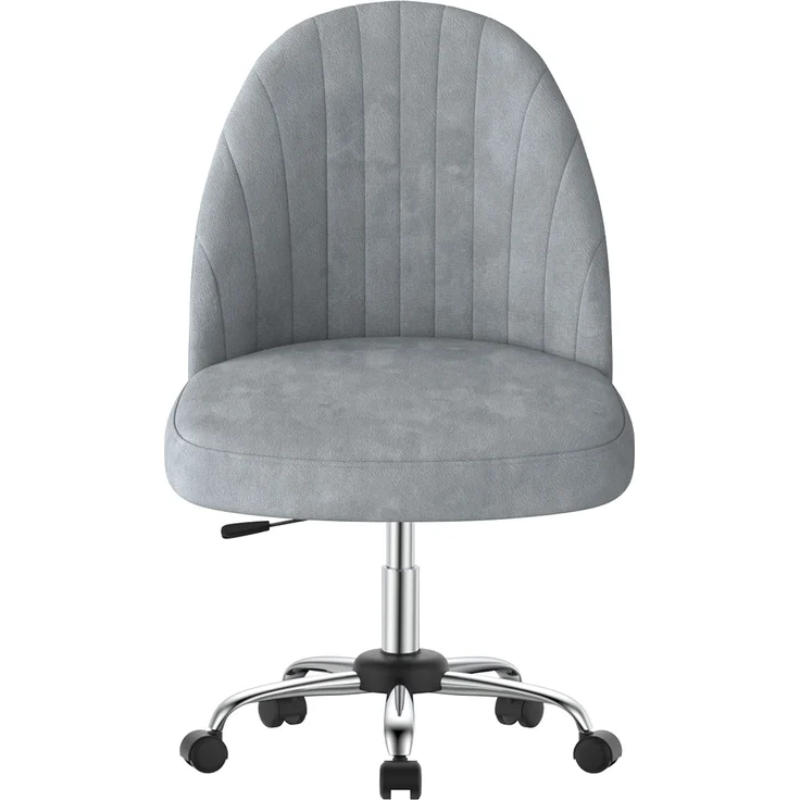 Botifly Bürostuhl ohne Armlehnen, Samt, Grau, 8 cm Polsterung, 360° Drehbar – Bild 1