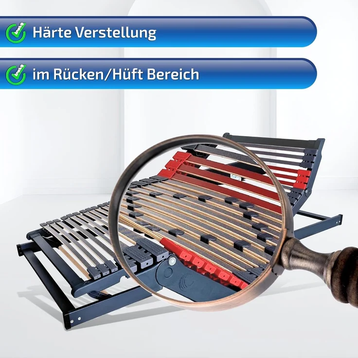 Lattenrost mit Motor Terra Med Ultra Flachmotor Lattenrost (Bettkastengeeignet), Matratzen Perfekt, Kopfteil und Fußteil elektrisch, kein Raumbedarf unterhalb des Rahmens, mit Härteverstellung, 90x200 cm – Bild 9