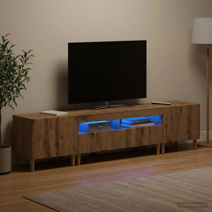 vidaXL 3-teiliges LED TV Regal DELFT Artisan-Eiche Holzwerkstoff 3416770 – Bild 3