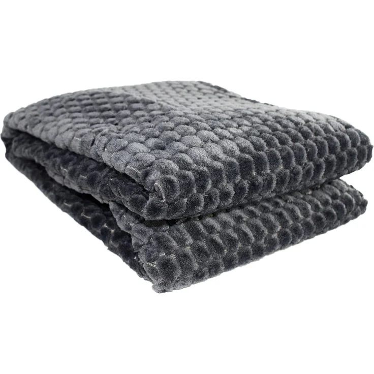 Wohndecke mit Tupfen Popcorn 150 x 200 cm Kuscheldecke mit gepunktetem Design anthrazit