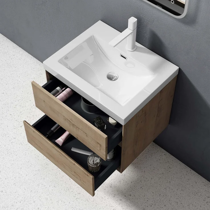 doporro Badmöbel-Set Badmöbel Set Badezimmermöbel Badezimmer Mineraguss Waschbecken Rimo – Bild 6