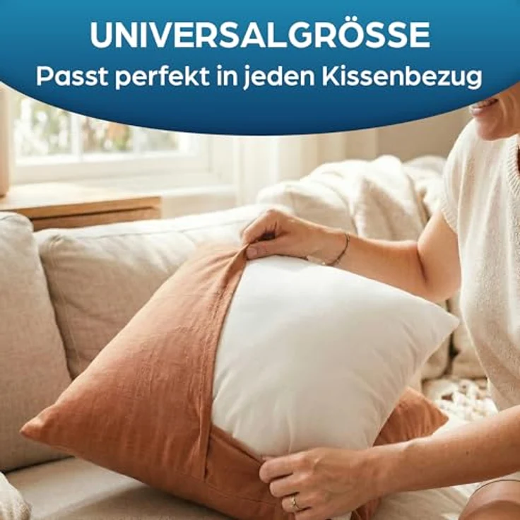 Flowen Kissen 45x45 Kopfkissen 2er Set für Sofa und Bett Innenkissen Hypoallergene Anti-Milben Kissenfüllung mit Weicher Gesteppter Kissenbezug 100% Polyester für Haus/Hotel – Bild 6