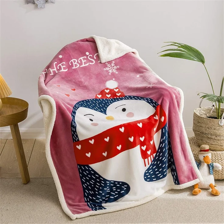 Fansu Doppelte Verdickung Babydecke/Kinderdecke Babys Flanell Kuschlige Sehr Weiche Decke für Babybett/Kinderwagen Neugeborenes Geschenk (100x140 cm,Pinguin)