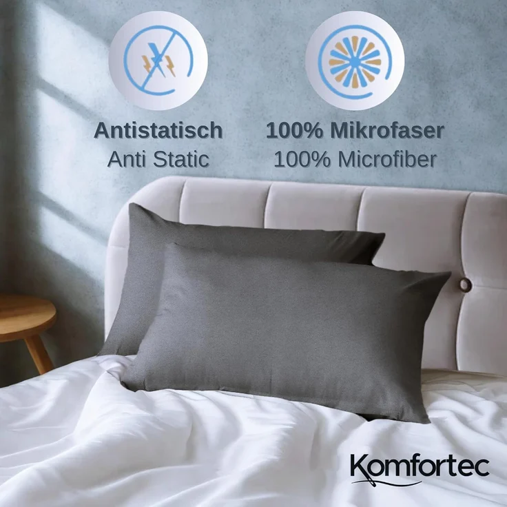 Komfortec Bettwäsche Premium, 135 x 200 bis 220 x 240 cm, 6 verschiedene Größen zur Auswahl, gebürstet 100% Mikrofaser, 3 teilig, Superweiches Bettwäsche-Set, Knitterfrei, Atmungsaktiv – Bild 3