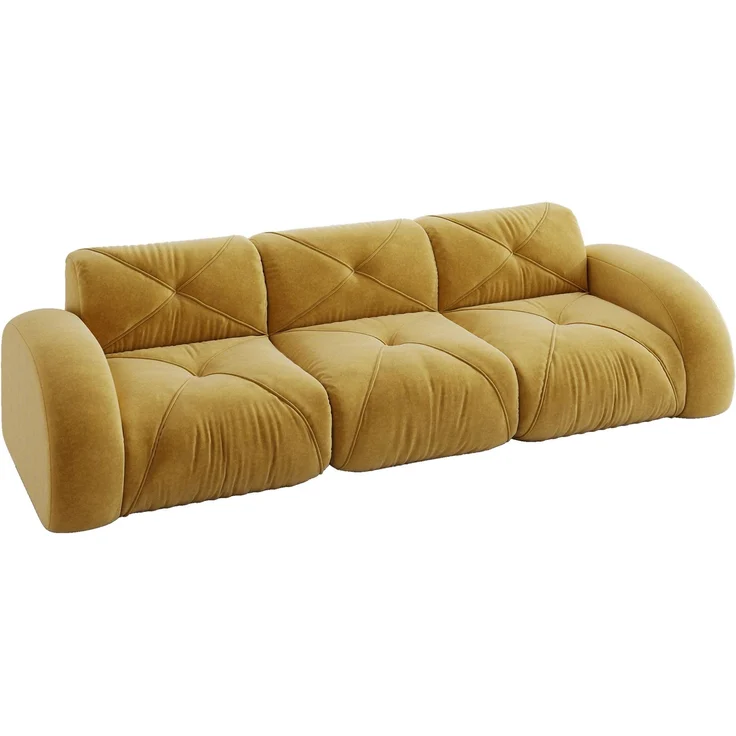 DESVIAE Sofa Dreisitzer ohne Innenrahmen aus Chenille Gelb, 281 x 95 x 76 cm – Bild 7