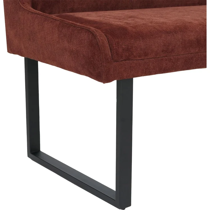 Eckbank HWC-O81, Esszimmerbank Bank, Öko-Tex (310g/m²) Chenille Stoff/Textil Metall 159x210 cm ~ rot – Bild 6