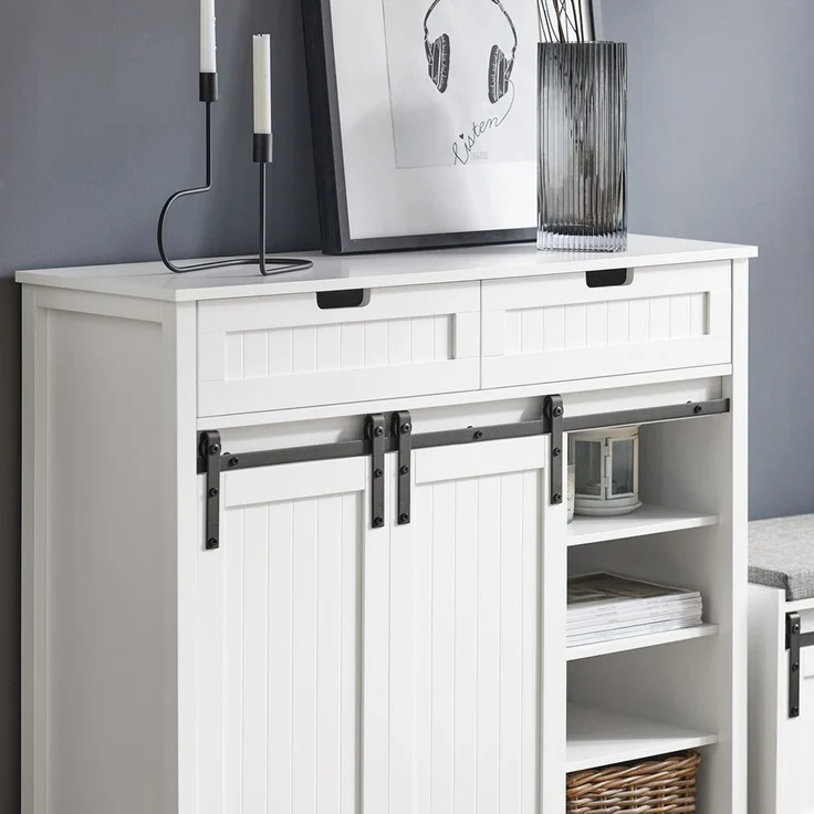 SoBuy FSB74-W Schuhschrank, MDF, Lackiert, Weiß, 100 x 87 x 40 cm – Bild 6