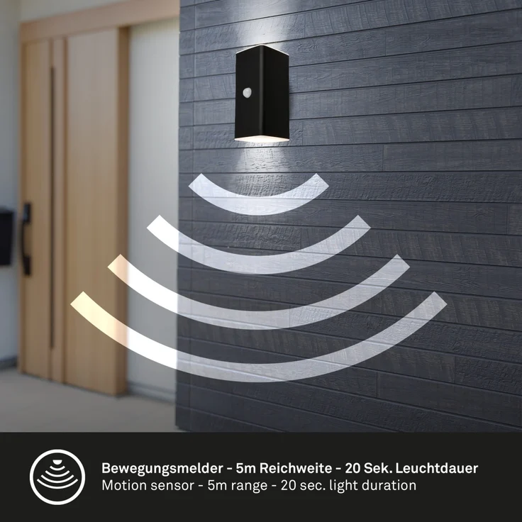 Briloner LED Akku-Außenwandleuchte Kona Akku 6W schwarz Bewegungssensor – Bild 6