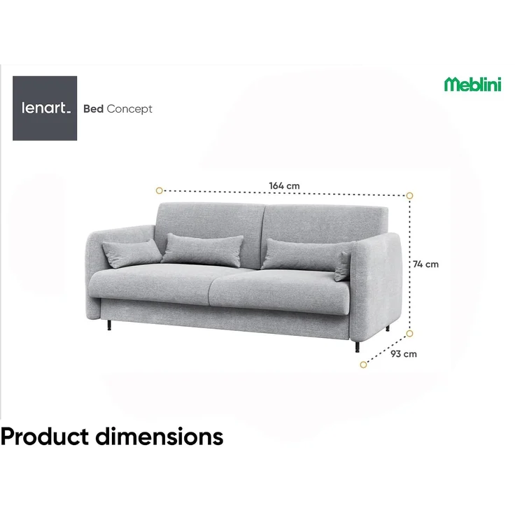 MEBLINI Elektrisches Schrankbett BC-36 - 140x200cm Vertikal - Weiß Matt - Sofa und Kopfteil Grau ohne Matratze - Wandbett mit Lattenrost, Sofa und Kopfteil - Wandklappbett – Bild 8